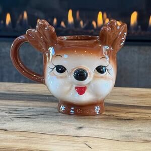 Winter Wonder Lane Whimsical Reindeer Mug Christmas Home For The Holidays Retro